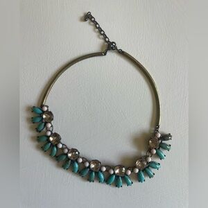 Vintage Inspired Turquoise and Brass Collar Style Necklace